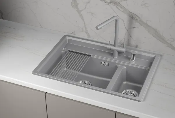 KS-7302i, ЧЁРНЫЙ  кухонная мойка, кварц