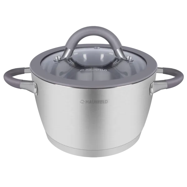 Кастрюля MAUNFELD LEONA MF50LN01CR из нержавеющей стали со стеклянной крышкой, 22 см, 4,2 л.