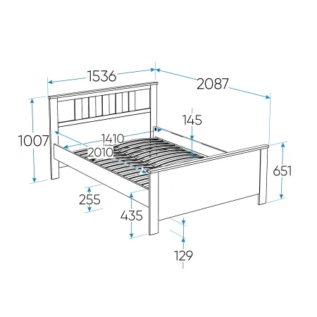 2.08.04.060.4 САГА кровать двойная 140х200 серая