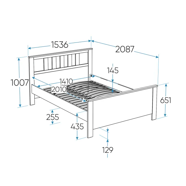 2.08.04.060.1 САГА кровать двойная 140х200 белая