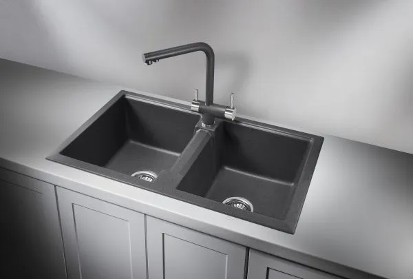 8101, ГРАФИТ (ЧЁРНО-СЕРЫЙ), кухонная мойка, кварц