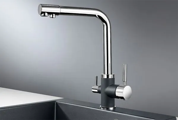 3015, XРОМ/ШВАРЦ (чёрный металлик), СМЕСИТЕЛЬ КУХОННЫЙ