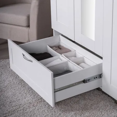 2.02.01.510.1 СИРИУС шкаф 3 двери и 1 ящик 117х59х220 белый RU (с 1 зеркалом)