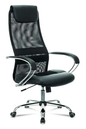 Кресло руководителя Бюрократ CH-608SL черный TW-01 TW-11 экокожа/сетка с подголов. крестов. металл хром