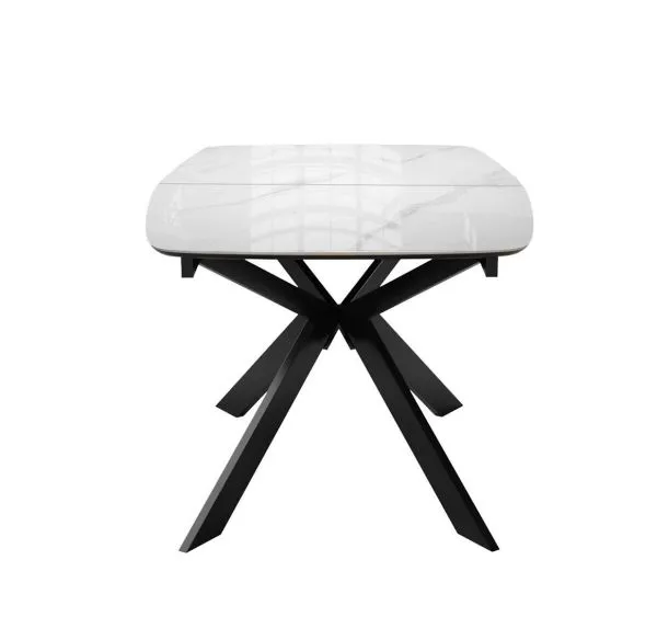 Стол DikLine BK140 керамика Carrara Gloss (мрамор глянец белый), подстолье черное, опоры черные