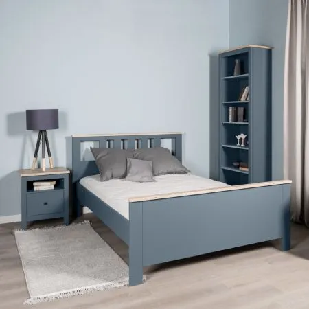 2.08.04.060.16 САГА кровать двойная 140х200 темно-бирюзовая/ясень