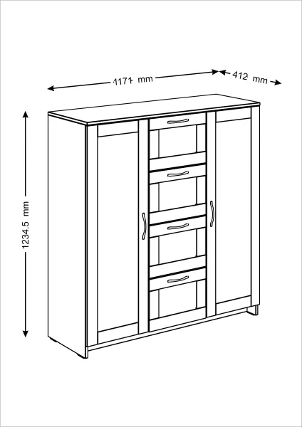 2.02.03.350.5 СИРИУС тумба 2 двери и 4 ящика 117х123 Дуб Венге RU
