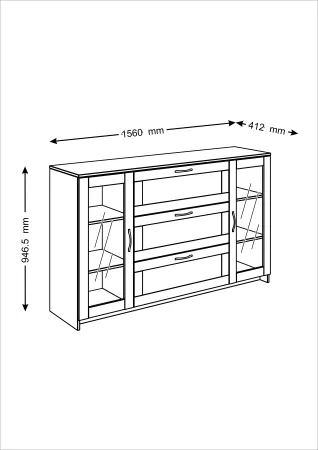2.02.03.370.3 СИРИУС тумба 2 двери со стеклом и 3 ящика 156х95 сонома RU