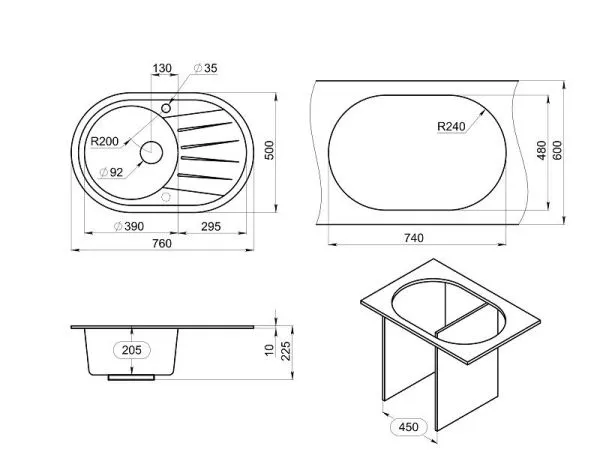 7601, БЕЛЫЙ, кухонная мойка, СтандАРТ кварц