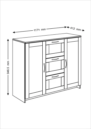 2.02.03.340.1 СИРИУС тумба 2 двери и 3 ящика 117х95 белая RU