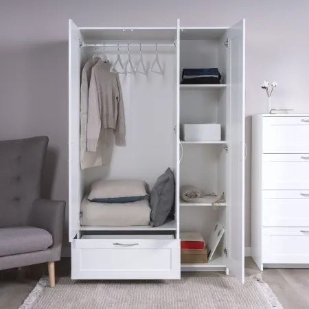 2.02.01.030.1 СИРИУС шкаф комбинированный "3 двери и 1 ящик белый RU" (с 1 зеркалом)