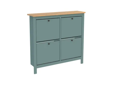 2.08.10.180.16 САГА тумба для обуви 113х108 темно-бирюзовая/ясень