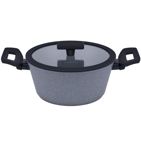 Кастрюля FILIGRANA SAGA FG24SGA01CS из кованого алюминия со стеклянной крышкой, 24 см Серый