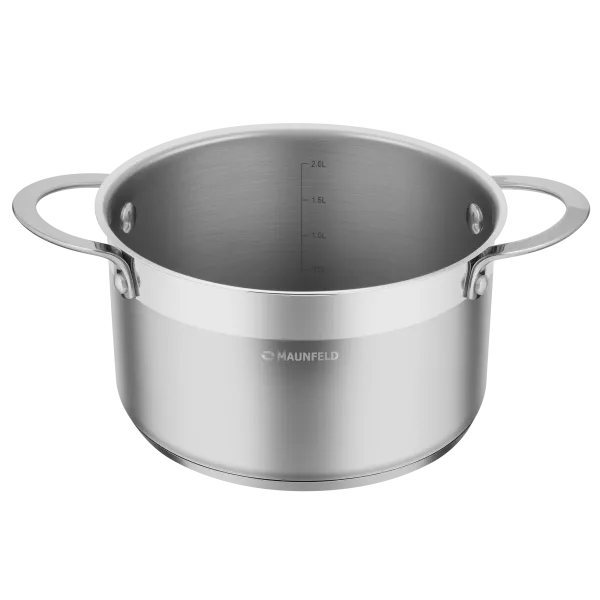 Кастрюля MAUNFELD GERDA MCS25S07 из нержавеющей стали со стеклянной крышкой, 18 см, 2,5 л. Нержавеющая сталь