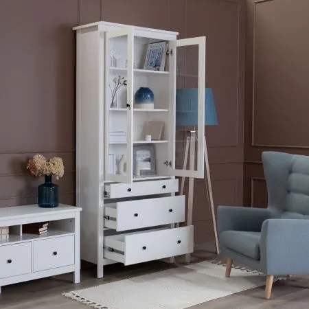 2.08.07.130.1 САГА шкаф с витриной 90 белый RU