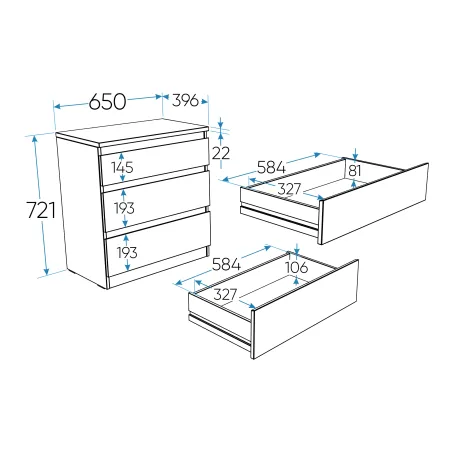 2.03.02.060.3 КАСТОР комод 3 ящика RU сонома