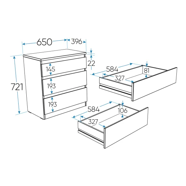 2.03.02.060.3 КАСТОР комод 3 ящика RU сонома