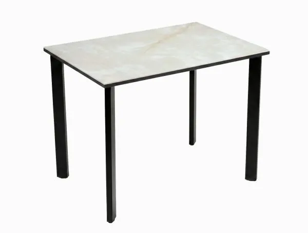 Стол DikLine DKT90 Керамика глянец белый Icelandic white jade (Ostra Bianco Light)/подстолье черное/опоры черные