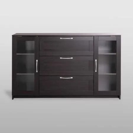 2.02.03.370.5 СИРИУС тумба 2 двери со стеклом и 3 ящика 156х95 Дуб Венге RU