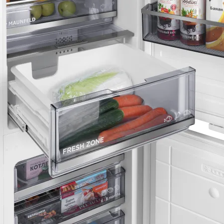 Встраиваемый холодильник NO FROST с инвертором MAUNFELD MBF193NFWGR Inverter Белый