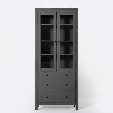 2.08.07.130.4 САГА шкаф с витриной 90 серый RU