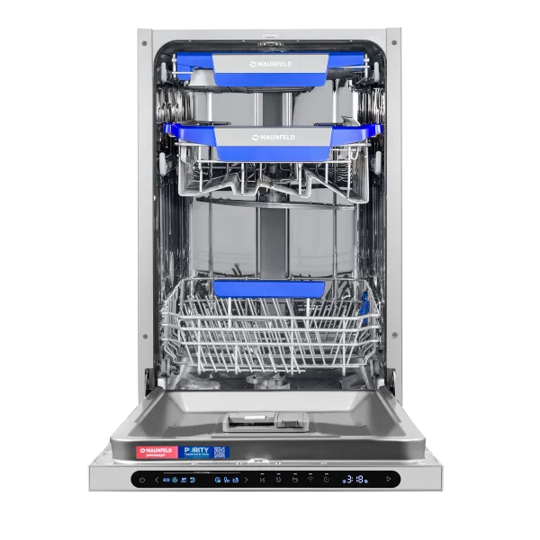 Посудомоечная машина авто-открыванием MAUNFELD MLP45331T Light Beam Wi-Fi Нержавеющая сталь