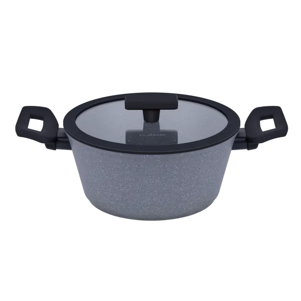 Кастрюля FILIGRANA SAGA FG20SGA01CS из кованого алюминия со стеклянной крышкой, 20 см Серый