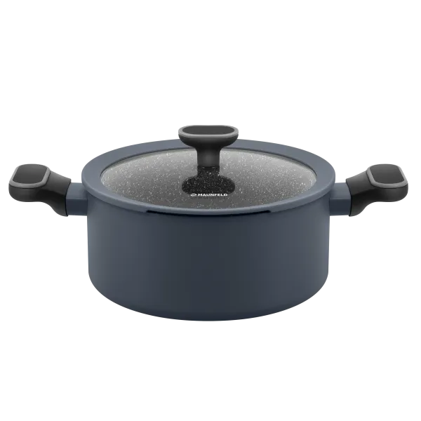 Кастрюля MAUNFELD FRIDA MCS29FA02DG из кованого алюминия со стеклянной крышкой, 20 см, 2,9 л. Графитовый