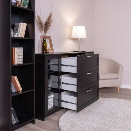 2.02.03.370.5 СИРИУС тумба 2 двери со стеклом и 3 ящика 156х95 Дуб Венге RU