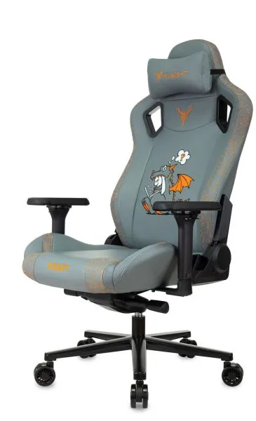 Кресло игровое Knight Craft Dragon серый экокожа крестов. металл