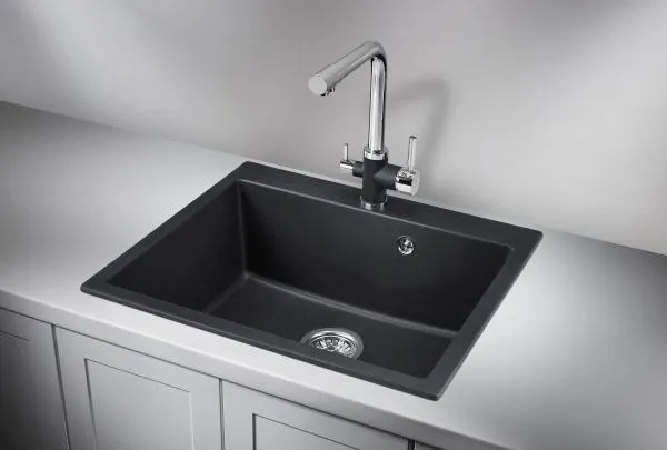 6001, ЧЁРНЫЙ, кухонная мойка, кварц