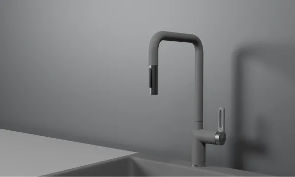 GR-8173, АЛЮМИНИУМ, СМЕСИТЕЛЬ КУХОННЫЙ С ВЫДВИЖНЫМ ИЗЛИВОМ