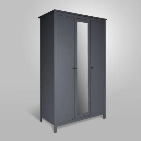 2.08.01.040.4 САГА шкаф 3 двери с зеркалом серый