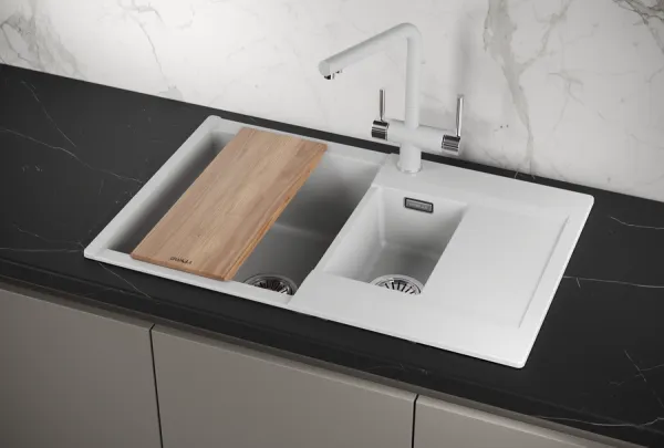 ES-7808, АРКТИК (БЕЛЫЙ), кухонная мойка, кварц, ESTETICA