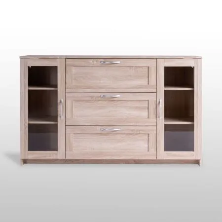 2.02.03.370.3 СИРИУС тумба 2 двери со стеклом и 3 ящика 156х95 сонома RU