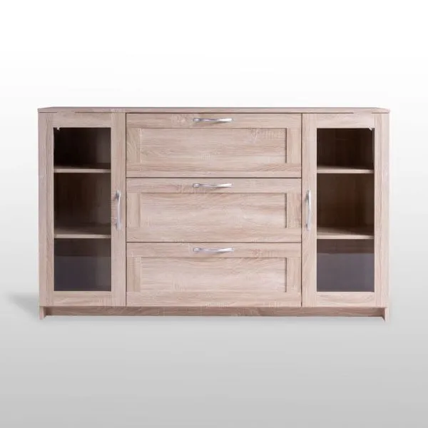 2.02.03.370.3 СИРИУС тумба 2 двери со стеклом и 3 ящика 156х95 сонома RU