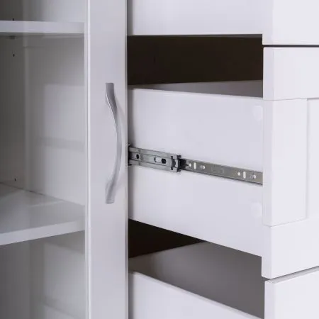 2.02.03.370.1 СИРИУС тумба 2 двери со стеклом и 3 ящика 156х95 белая RU