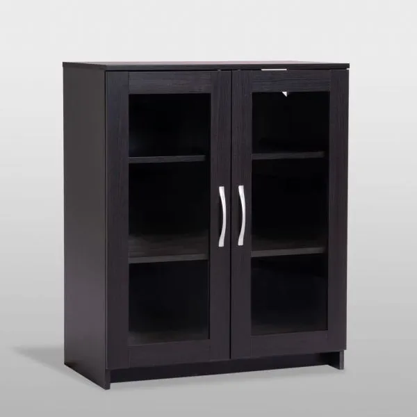 2.02.03.360.5 СИРИУС тумба 2 двери со стеклом 78х95 Дуб Венге RU