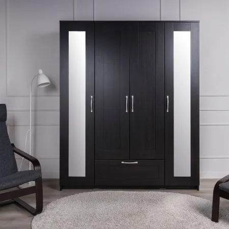 2.02.01.042.5 СИРИУС шкаф комбинированный "4 двери и 1 ящик Дуб Венге RU (с 2 зеркалами)"