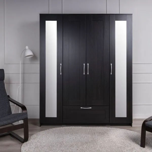 2.02.01.042.5 СИРИУС шкаф комбинированный "4 двери и 1 ящик Дуб Венге RU (с 2 зеркалами)"