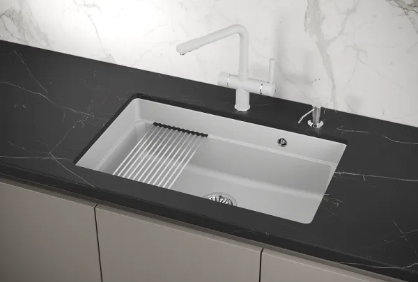 KS-7303U, АРКТИК (БЕЛЫЙ), кухонная мойка, кварц