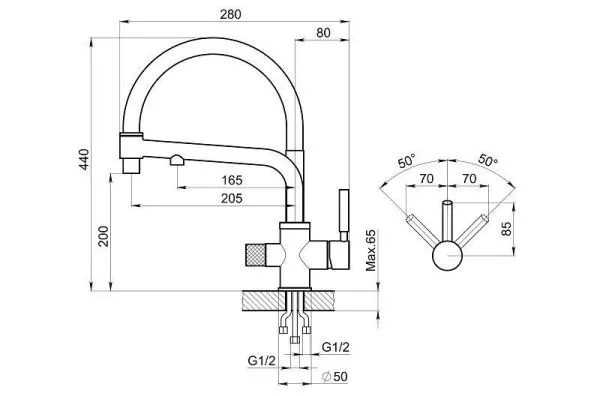 0075, АЛЮМИНИУМ, СМЕСИТЕЛЬ КУХОННЫЙ