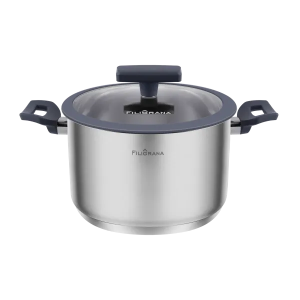 Кастрюля FILIGRANA STELLA FG30STL01CR из нержавеющей стали со стеклянной крышкой, 18  см, 2,6 л. Нержавеющая сталь