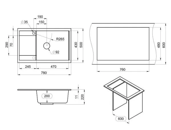 7805, ПИРИТ, кухонная мойка, кварц