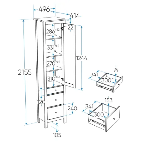 2.08.07.120.14 САГА шкаф с витриной 50 белый/ясень RU