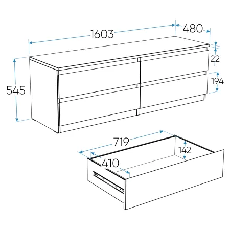 2.05.02.030.3 МАЛЬТА комод 4 ящика 160х54 сонома RU
