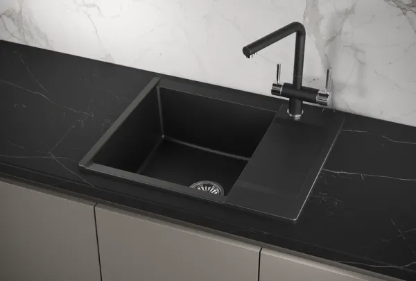 ES-6202, ЧЁРНЫЙ, кухонная мойка, кварц, ESTETICA