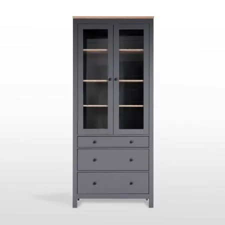 2.08.07.130.15 САГА шкаф с витриной 90 серый/ясень RU