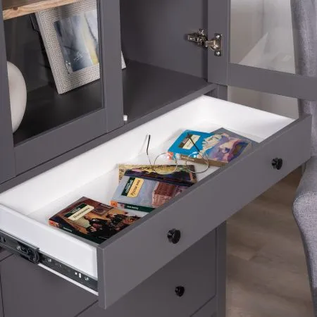 2.08.07.130.15 САГА шкаф с витриной 90 серый/ясень RU