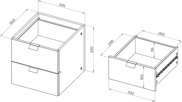 S01880 Фора модуль с двумя ящиками, ручка металл 33х33х37, белый